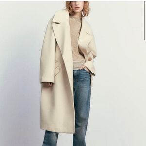 ZARA OVERSIZED WINTER CREAM/BEIGE WOOL BLEND LONG COAT✨️SIZE S & M✨️